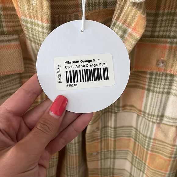 NWT Princess Polly Mila Shirt Orange Multi - Picture 5 of 7